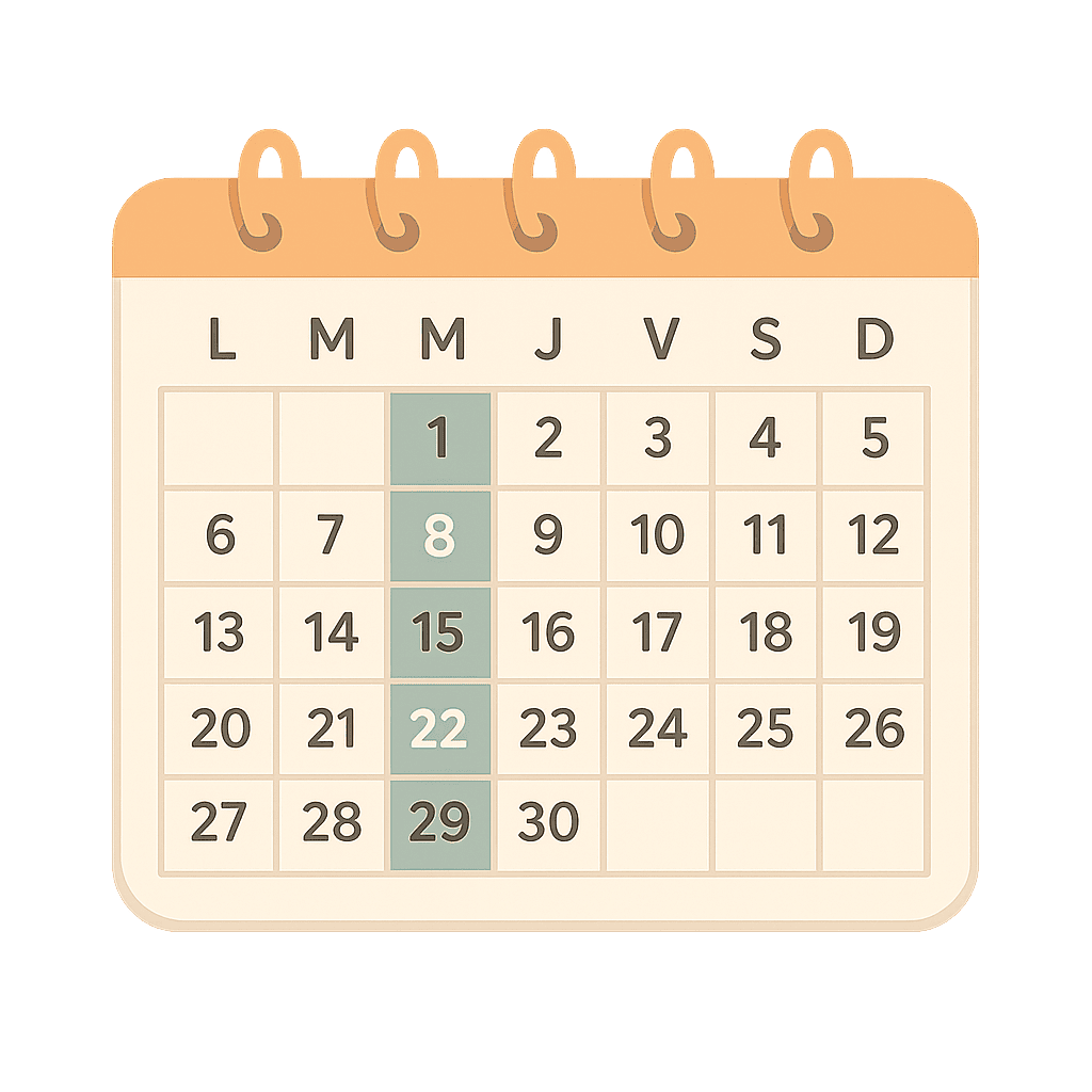 calendario de meditación semanal para crear hábito