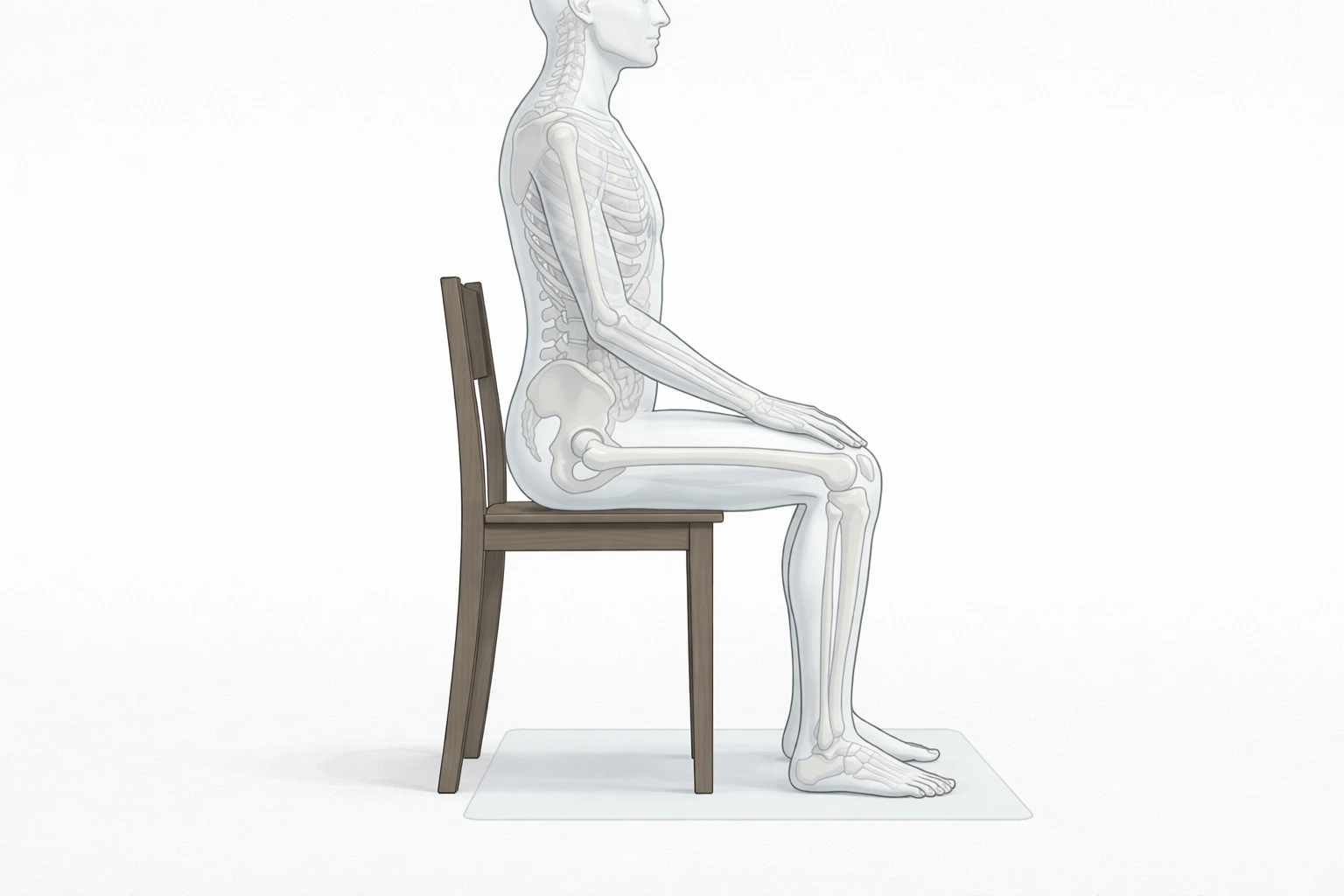 postura correcta para meditar sentado en silla con espalda recta y pies apoyados