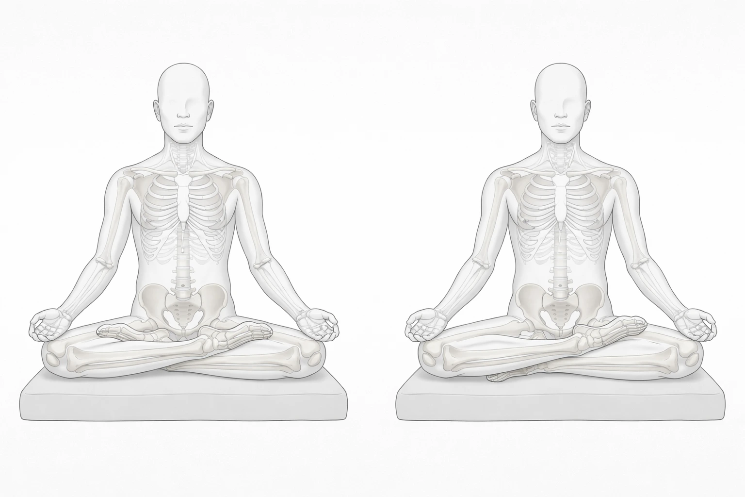 postura de loto completo y medio loto en meditación comparativa
