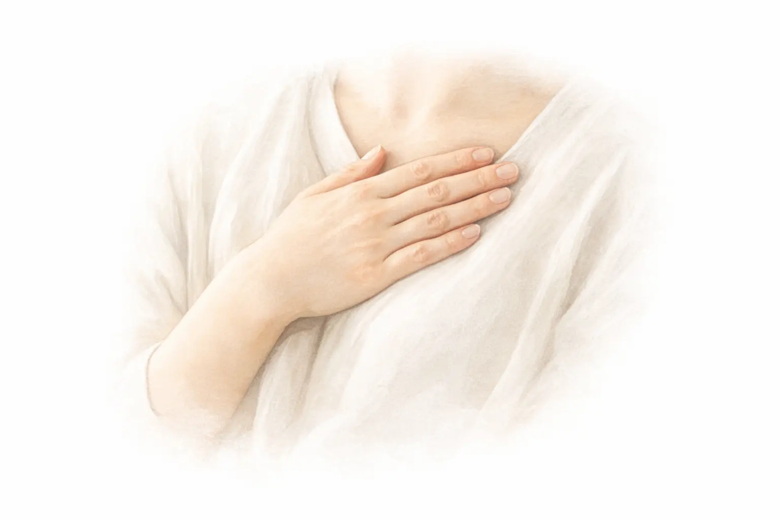 manos sobre el abdomen observando la respiración durante la meditación