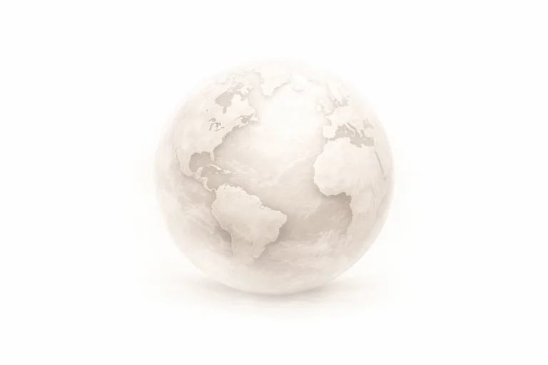 Planeta tierra en tonos suaves y monocromos con textura difusa, representando la atención plena y la percepción global de la experiencia