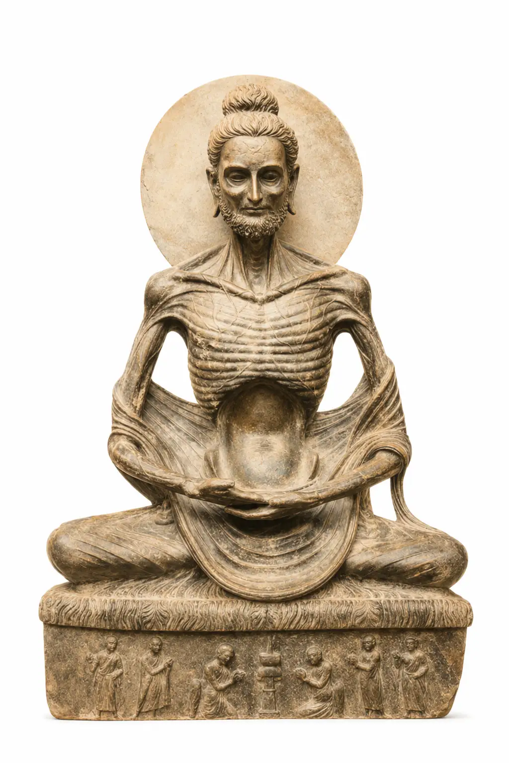 Figura ascética del Buddha antes del despertar, símbolo del origen y propósito de la meditación budista